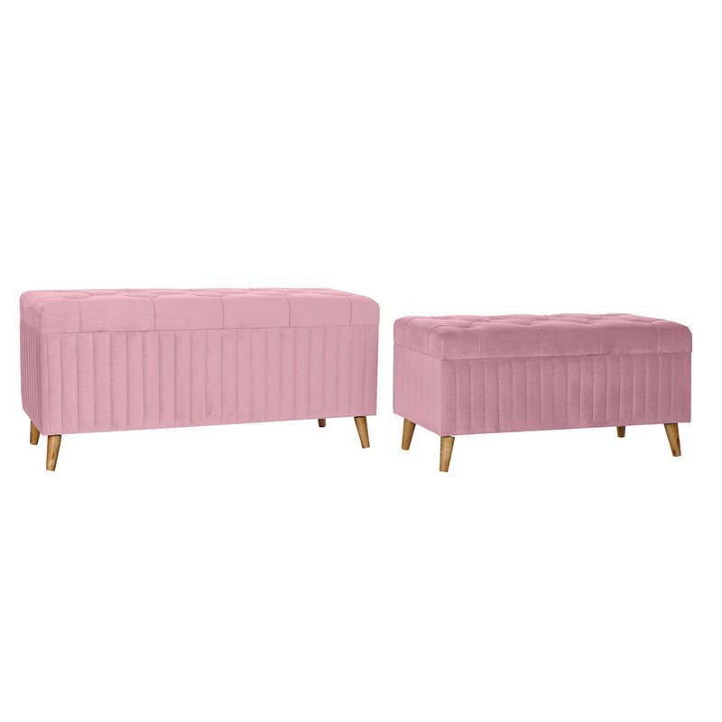 DKD Home Decor Bench Pink (122 x 50 x 58 cm) (100 x 42 x 48 cm) (2 Stcs)