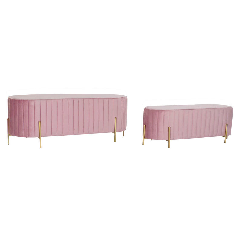 DKD Home Decor Bench Pink (123 x 50 x 45 cm) (105 x 39 x 37 cm) (2 Stcs)