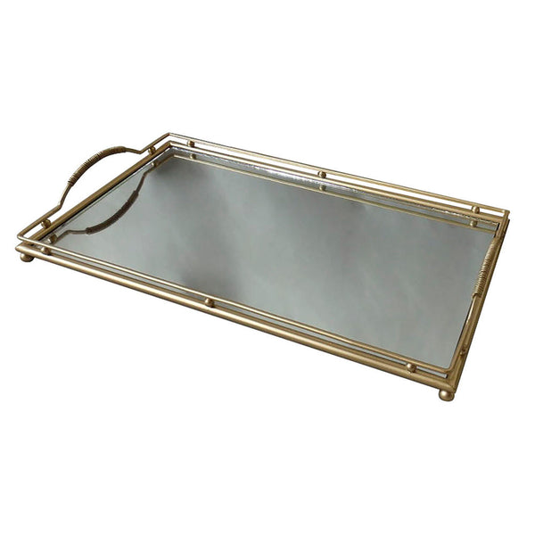 Tray DKD Home Decor Decorative Mirror Metal (40 x 22 x 6 cm) - zannishop