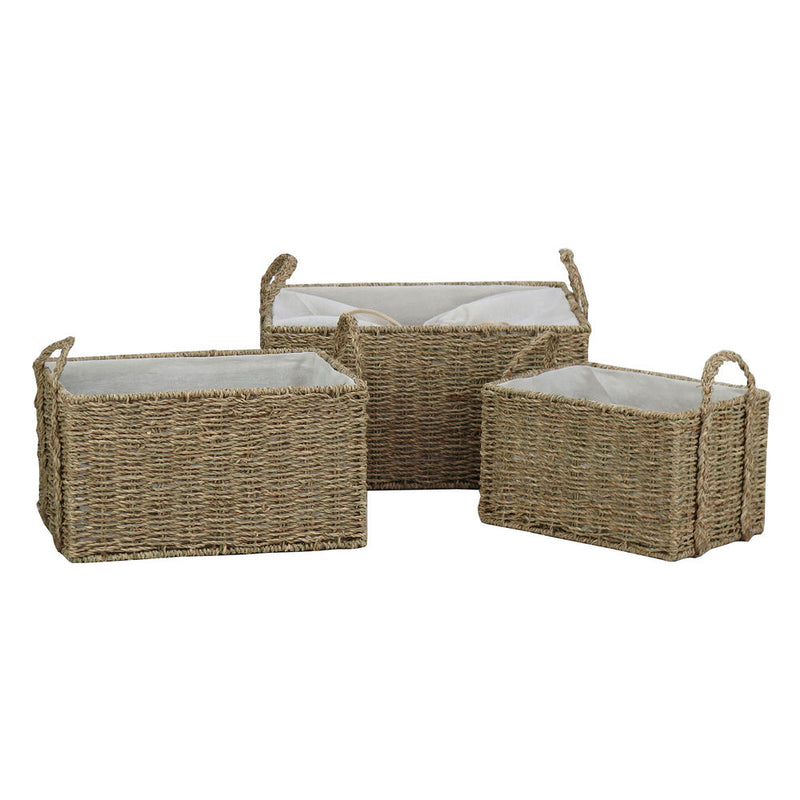 Juego de Cestas DKD Home Decor Algodón Hierba marina (42 x 32 x 22 cm) (3 pcs)