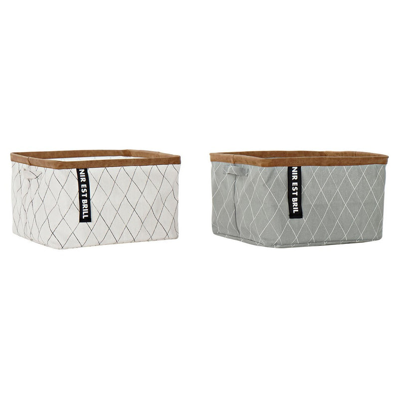 Cesta DKD Home Decor Algodón Cuero (38 x 30 x 23 cm) (2 pcs)