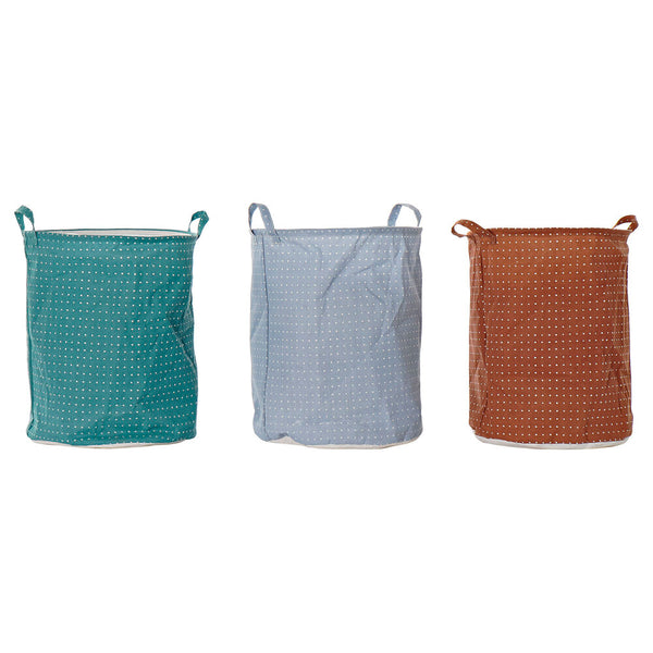 Cesto para la Ropa Sucia DKD Home Decor Poliéster Algodón (3 pcs) (36 x 36 x 52 cm)