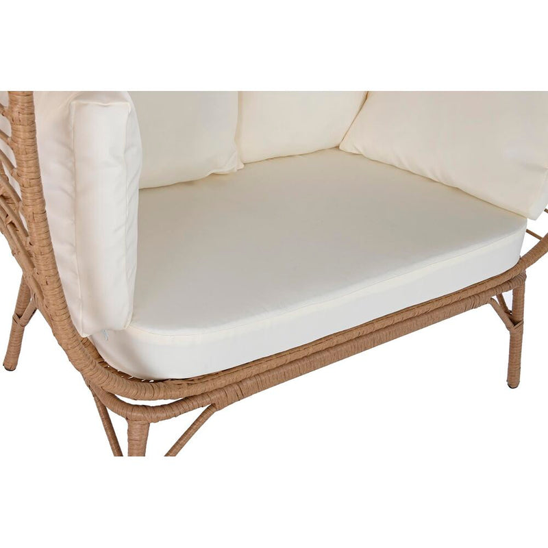 Poltrona da giardino DKD Home Decor Marrone Poliestere rattan sintetico Acciaio Bianco (130 x 68 x 150 cm)