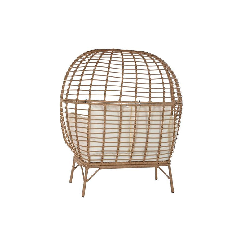 Poltrona da giardino DKD Home Decor Marrone Poliestere rattan sintetico Acciaio Bianco (130 x 68 x 150 cm)