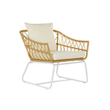 Sedia da giardino DKD Home Decor Marrone Metallo rattan sintetico Bianco (76 x 74 x 77 cm)