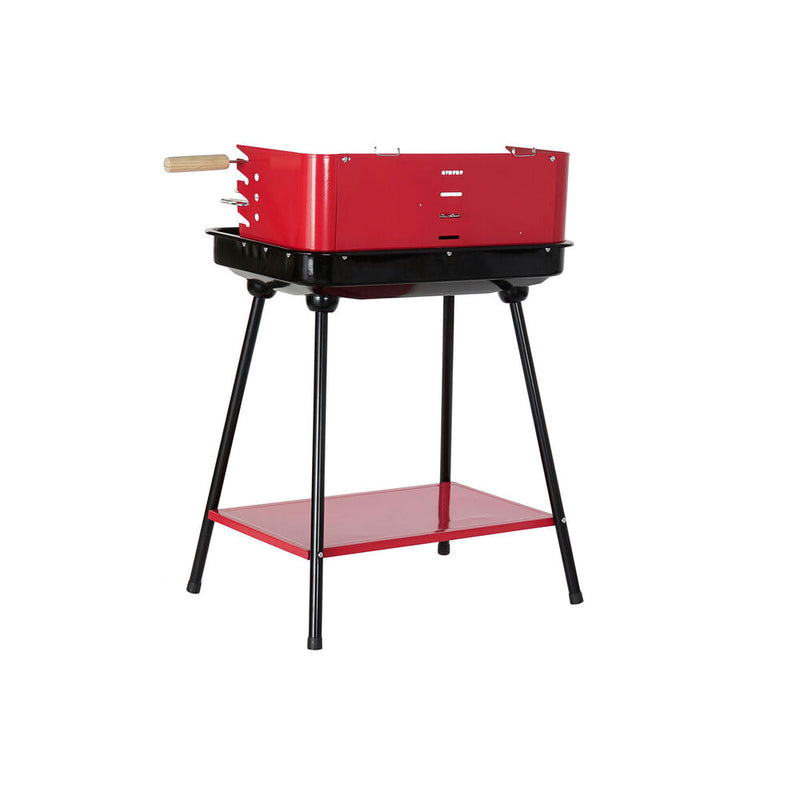 Barbacoa de Carbón con Patas DKD Home Decor Rojo Acero (53 x 37 x 80 cm)