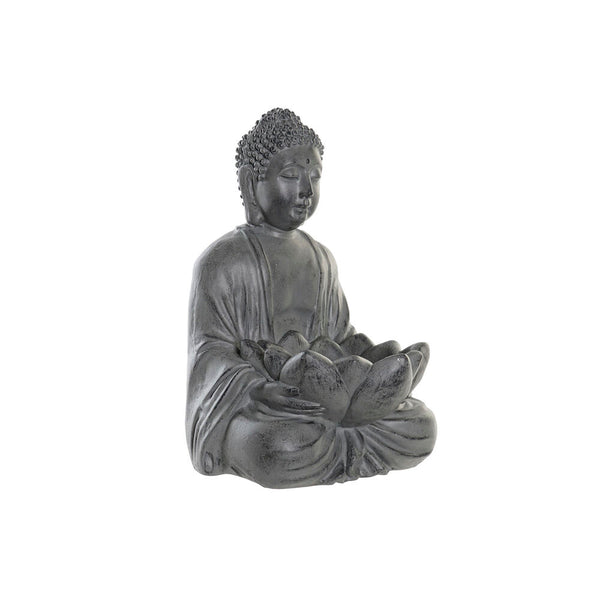 Figura Decorativa para Jardín DKD Home Decor Gris Flor de Loto Buda Resina (35 x 32 x 49 cm)