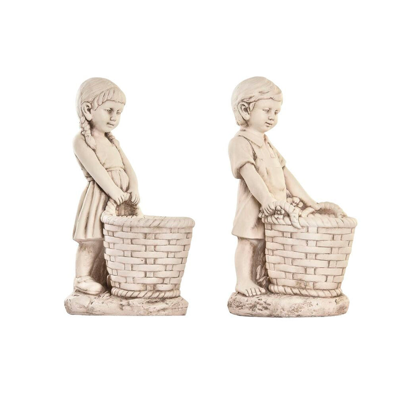 Statua Decorativa da Giardino DKD Home Decor Bianco Bambini Magnesio (2 Unità) (21 x 33 x 56 cm)