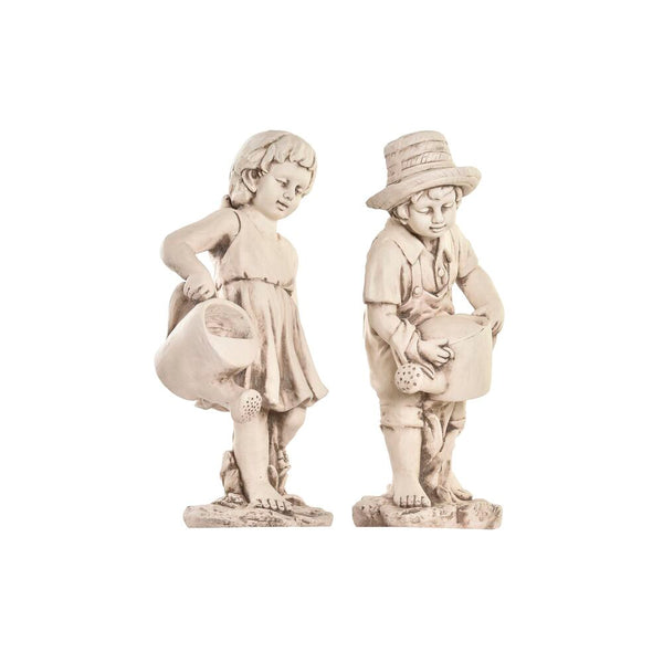 Figura Decorativa para Jardín DKD Home Decor Blanco Niños Magnesio (2 Unidades) (33 x 25 x 68 cm)