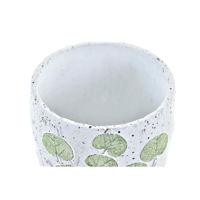 Set di Vasi DKD Home Decor Cemento Bianco Verde Orientale Foglia della pianta (17 x 17 x 15 cm)