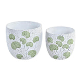 Set di Vasi DKD Home Decor Cemento Bianco Verde Orientale Foglia della pianta (17 x 17 x 15 cm)