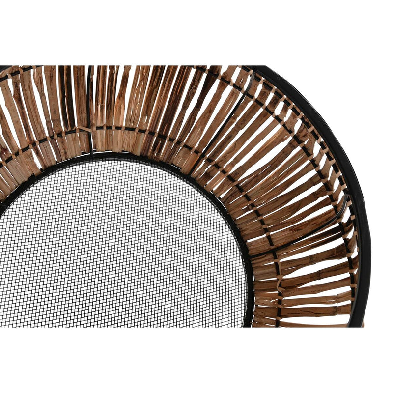 Set di Vasi DKD Home Decor Naturale Nero Metallo Rattan (50 x 50 x 25,4 cm)