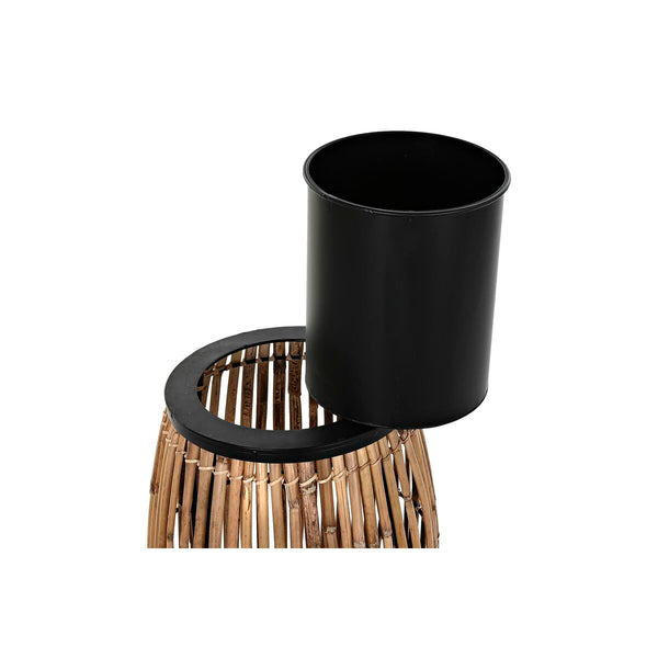 Vaso DKD Home Decor Naturale Nero Metallo Rattan (31 x 31 x 55 cm)