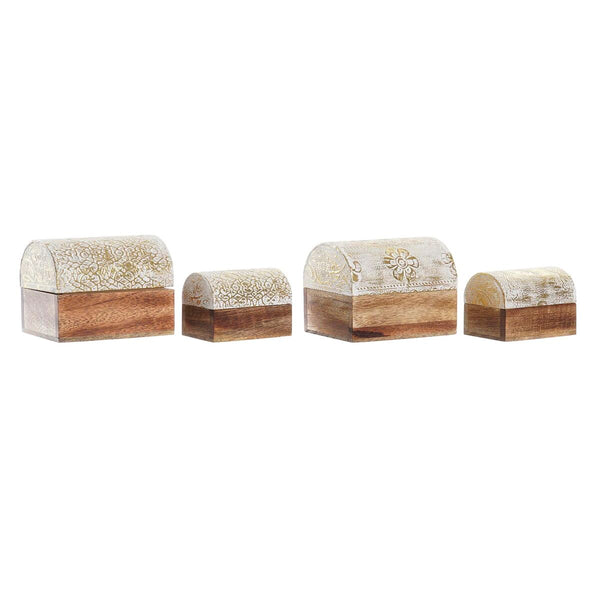 Scatola-Portagioie DKD Home Decor Alluminio Legno di mango Arabo (10 x 7,5 x 8 cm) (2 Unità)