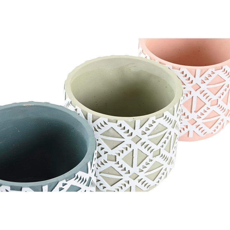 Vaso DKD Home Decor Azzurro Rosa Arancio Cemento Verde Boho (16,5 x 16,5 x 15,5 cm) (4 Unità)