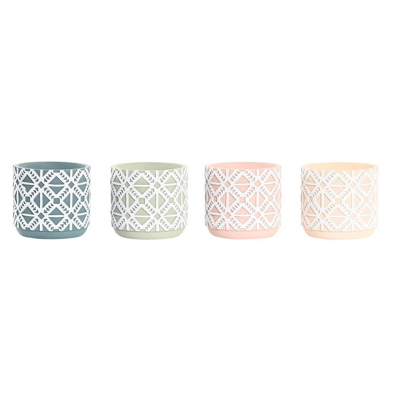 Vaso DKD Home Decor Azzurro Rosa Arancio Cemento Verde Boho (16,5 x 16,5 x 15,5 cm) (4 Unità)