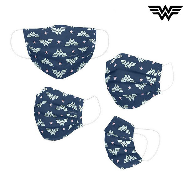 Mascherina Igienica in Stoffa Riutilizzabile Wonder Woman Adulto Azzurro