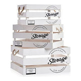 Juego de Cajas Decorativas Storage Blanco Madera (3 Piezas)