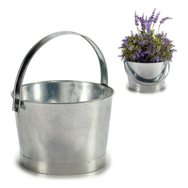 Seau en argent zinc (25 x 16,5 x 26,5 cm)