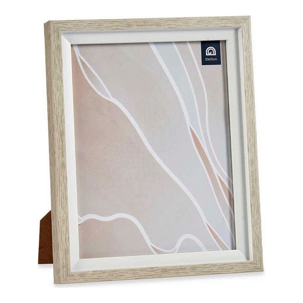 Cornice Portafoto Marrone Bianco Vetro Legno Plastica (24 x 2 x 29 cm)