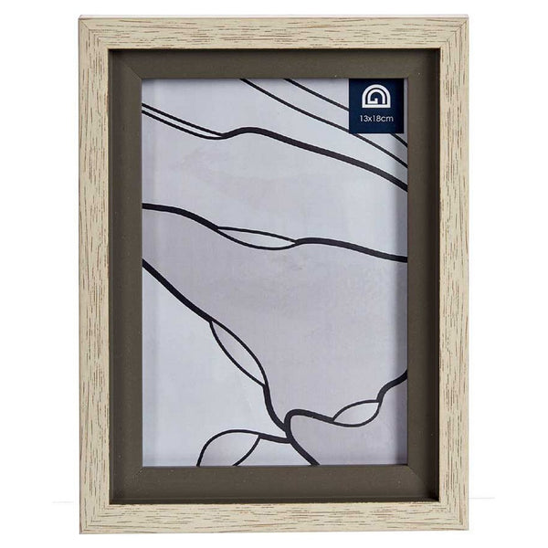 Cornice Portafoto Grigio Marrone Vetro Legno Plastica (17 x 2 x 21,8 cm)