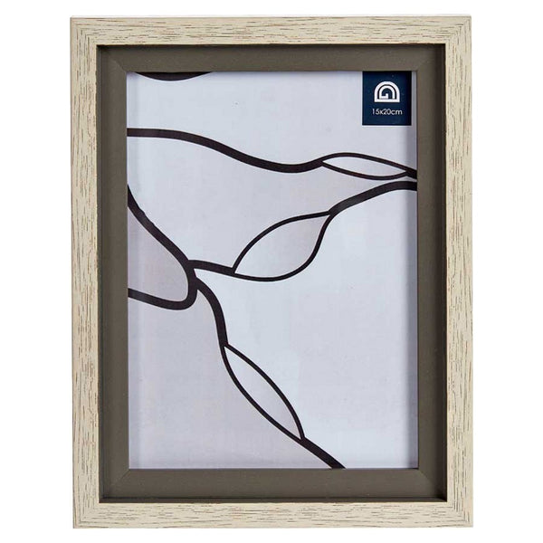 Cornice Portafoto Grigio Marrone Vetro Legno Plastica (18,8 x 2 x 24 cm)