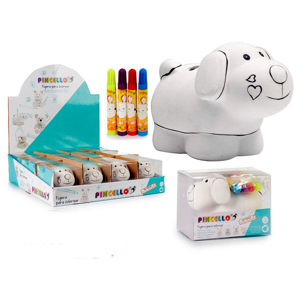 Marcadores de cerámica de PVC White Piggy Bank (8.5 x 9.5 x 13 cm)