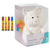 Piggy Bank White PVC Cerámico de cerámica/marcadores blancos (10 x 13 x 9 cm)