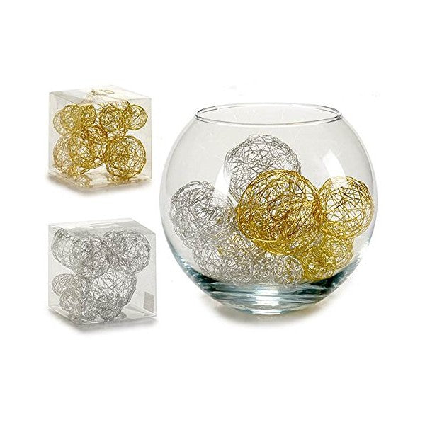 Sfera Decorativa Oro Argento Filo di ferro (9,5 x 9,5 x 9,5 cm) - zannishop