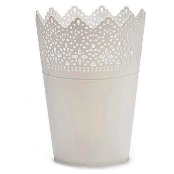 Vase en plastique blanc blanc (14,3 x 18,2 x 14,3 cm) (15 x 18 x 15 cm)