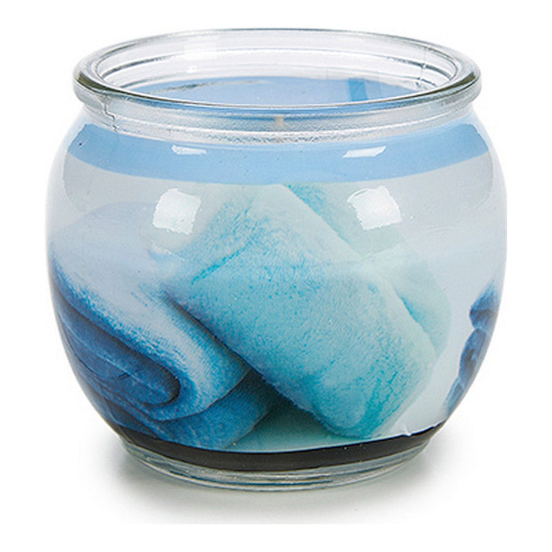 Candela Profumata Fresh Linen Azzurro Vetro Cera - zannishop