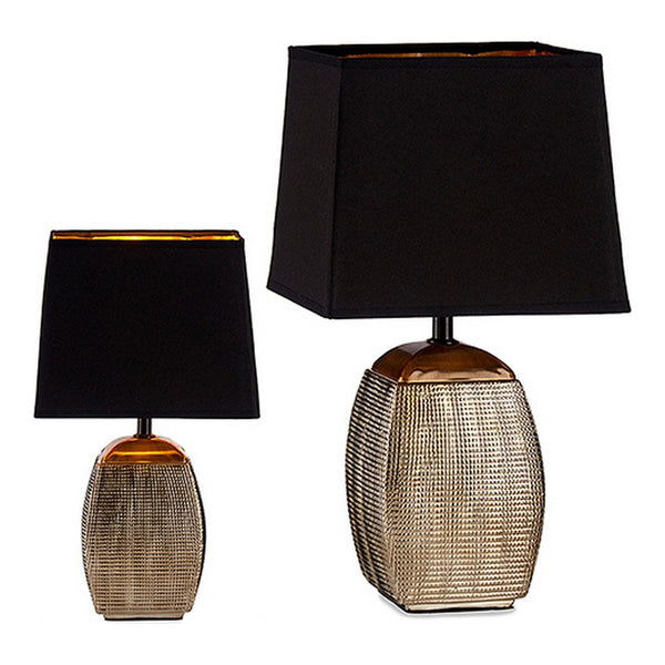 Schwarz/Silbertisch -Lampe mit Relief (14 x 40 x 23 cm)