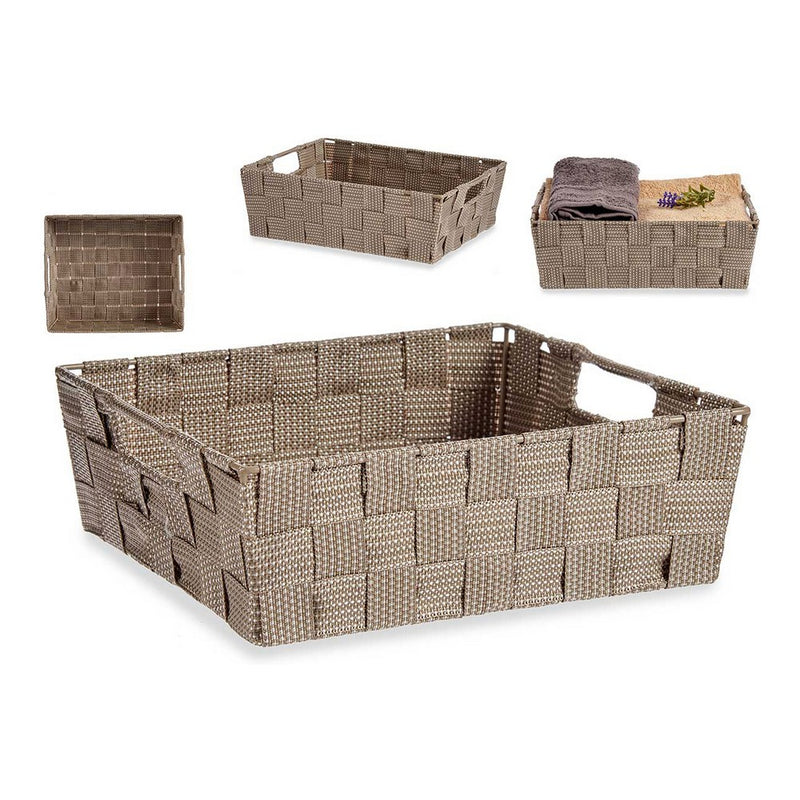 Cestino Stoffa Intrecciato Natural Beige (23 x 8 x 27 cm)