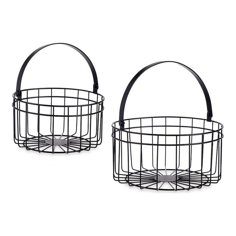 Cesta Redonda Negro Metal (2 pcs)