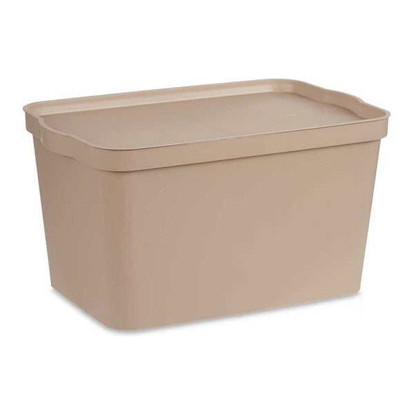 Caja de Almacenaje con Tapa Beige Plástico (29,3 x 24,5 x 45 cm)