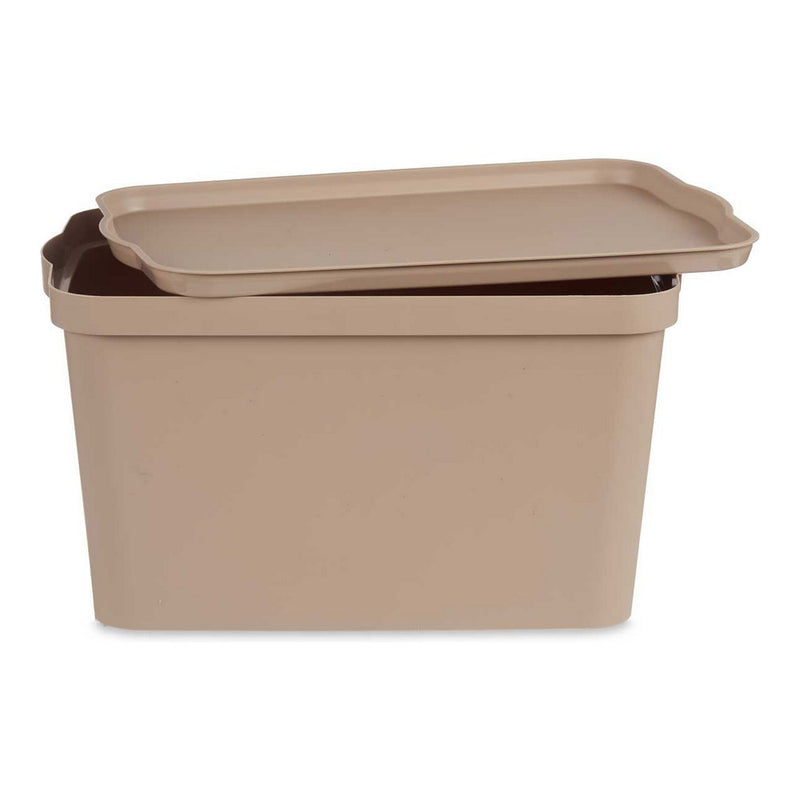 Caja de Almacenaje con Tapa Beige Plástico (29,3 x 24,5 x 45 cm)