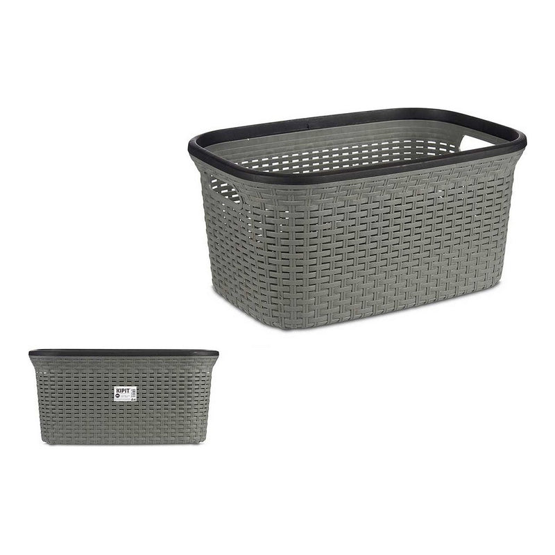 Korb für schmutzige Wäsche Rattan Grau 36 L (36 x 25,5 x 53 cm)