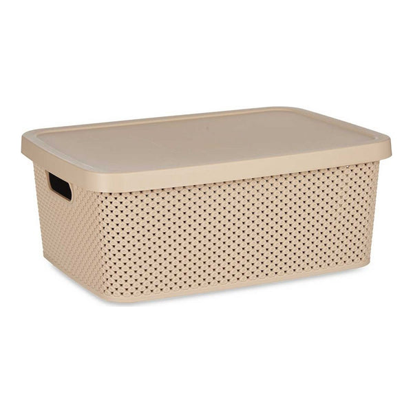 Aufbewahrungsbox mit Deckel Beige Kunststoff (28 x 15 x 39 cm)