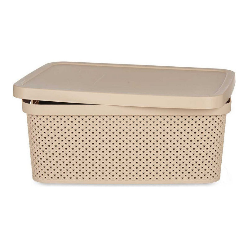 Caja de Almacenaje con Tapa Beige Plástico (28 x 15 x 39 cm)