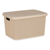 Aufbewahrungsbox mit Deckel Beige Kunststoff (28 x 22 x 39 cm)