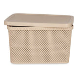 Aufbewahrungsbox mit Deckel Beige Kunststoff (28 x 22 x 39 cm)