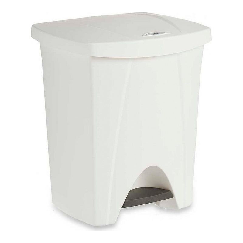 Cubo de Basura con Pedal Blanco Polipropileno 25L (29,5 x 41 x 35,5 cm)