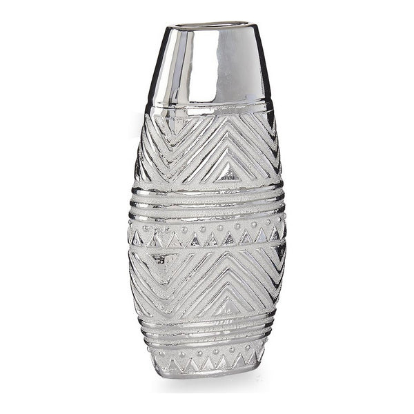 Vase de largeur en céramique en argent (7 x 29,5 x 14 cm)