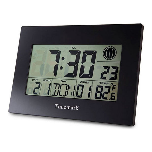 Reloj de pared con termómetro negro Timemark (24 x 17 x 2 cm)