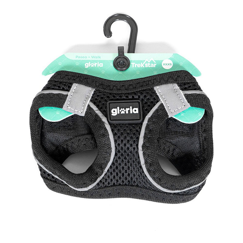 Imbracatura per Cani Gloria Air Mesh Trek Star Regolabile Nero Taglia XXXS (18-20 cm)