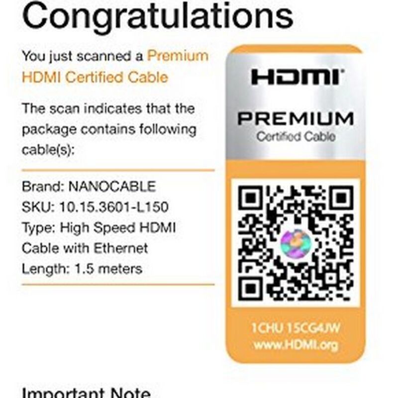 Cavo HDMI NANOCABLE HDMI V2.0, 1.5m 10.15.3601-L150 V2.0 4K 1,5 m Nero