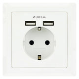 Zócalo de pared con 2 puertos nanocables USB 10.35.0010 5V/2.4A White