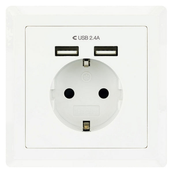 Zócalo de pared con 2 puertos nanocables USB 10.35.0010 5V/2.4A White