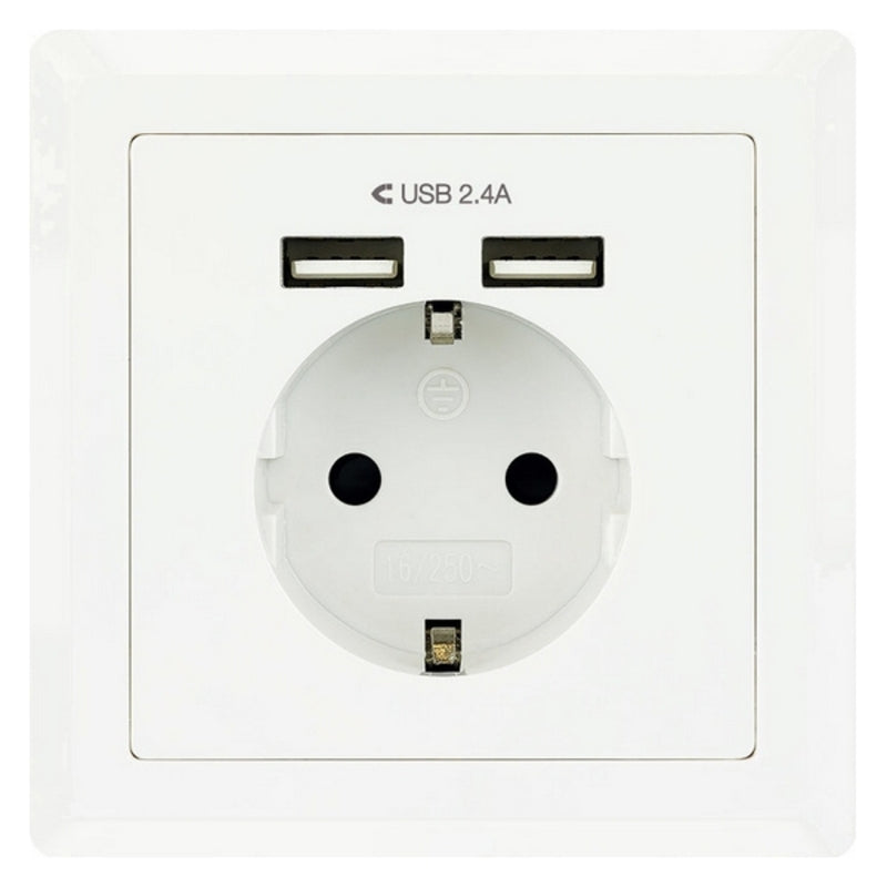 Zócalo de pared con 2 puertos nanocables USB 10.35.0010 5V/2.4A White