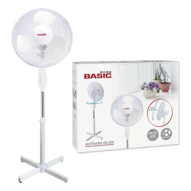 Ventilatore a Piantana Basic Home 40W 3 velocità Bianco 40W (Ø 40 cm)